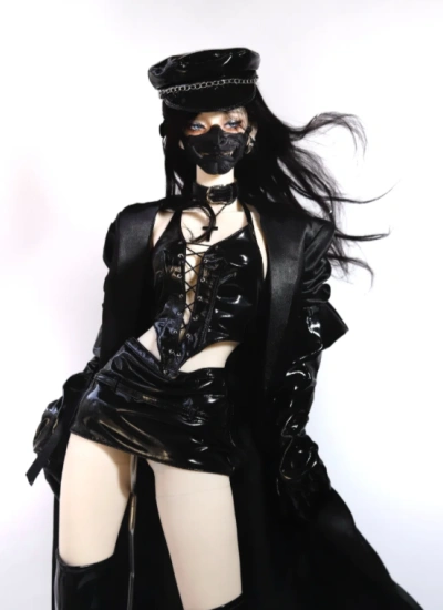 YEEVENTIDUE BJD Clothes Patent Leather Strappy Deconstructed Dress for DZ70 Size Ball Jointed Doll