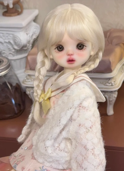 BJD Wig Long White Brown Hair for 1/6 6L Ball-jointed Doll