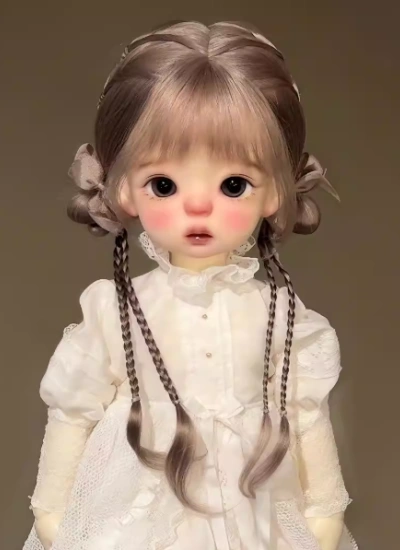 BJD Wig Gray Brown Long Hair for 1/6 1/4 Ball-jointed Doll