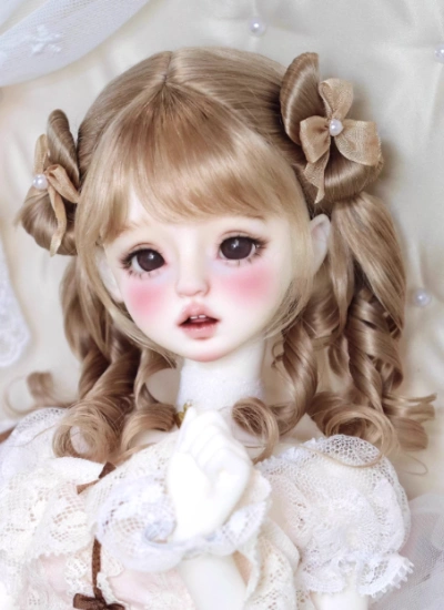 BJD Wig Brown Golden Flaxen Golden Long Hair for 1/6 1/4 Ball-jointed Doll