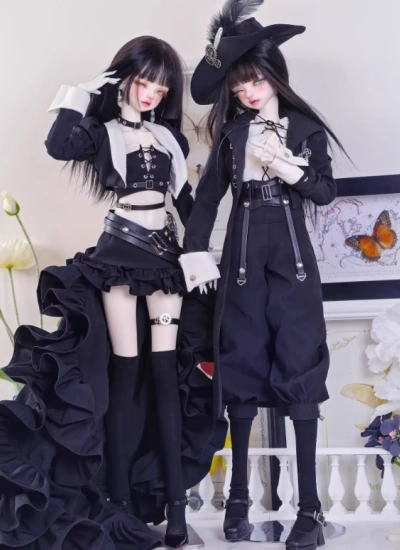 BJD Clothes Chi Lun Mi Yao Black Girl Boy Suit for Large 1/4 Size Ball-jointed Doll