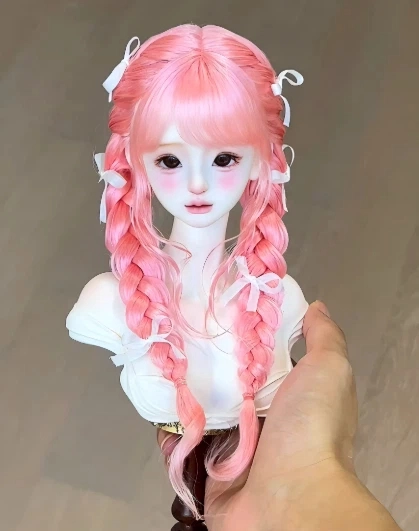 BJD Wig Pink Long Hair for 1/3 1/4 1/6 Ball-jointed Doll