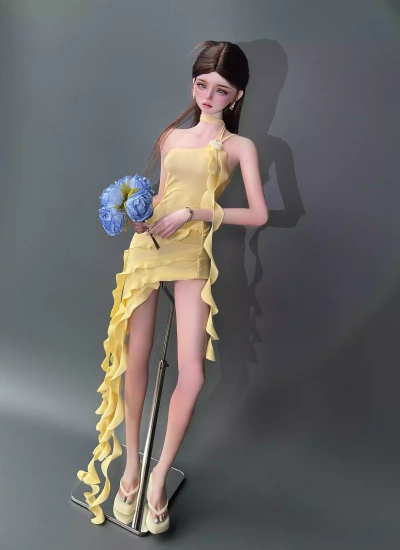 BJD Clothes Multi-layered Irregular Ruffle Camisole Dress for 1/4 1/3 Size Ball Jointed Doll