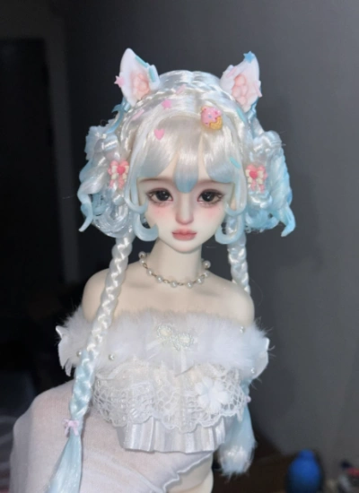 You Ni BJD White and Blue Wig Long Style Hair for 1/3 1/4 1/6 Ball-jointed Doll