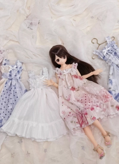 BJD Clothes Lovely Lace Trim Nightgown for OB24 AZONE Size Ball Jointed Doll