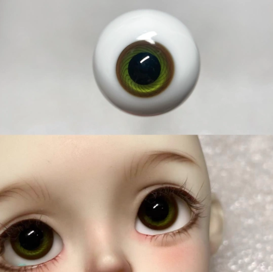 ドール用アイ グラスアイ ブラウングリーン リアル風 8mm/10mm/12mm/14mm/16mmサイズ人形用 BJD