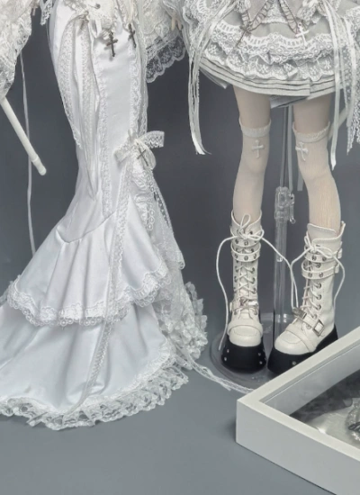 Laluna Doll BJD [The Lady of the Castle] Half Skirt Gray Black White Long/Short Dress for MSD/MDD/SD/IMPL68 Ball-jointed Doll