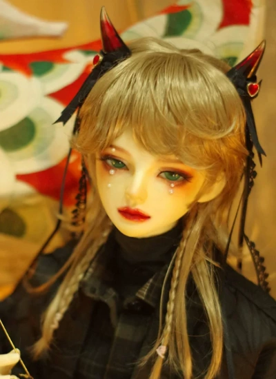 BJD Headwear Dark Blood Red Devil Horns Hair Accessories Hair Clips for SD/MSD Size Ball-jointed Doll