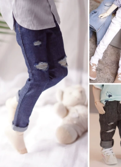 BJD Clothes Black White Blue Pants for YOS/MSD Size Ball-jointed Doll