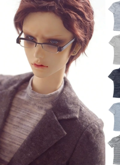 BJD Clothes Half Mock Neck Striped Short Sleeve for SD17/SD13 Size Ball-jointed Doll