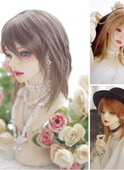 BJD Wig Dark Golden Brown Orange for SD/MSD/YOSD Size Ball-jointed Doll