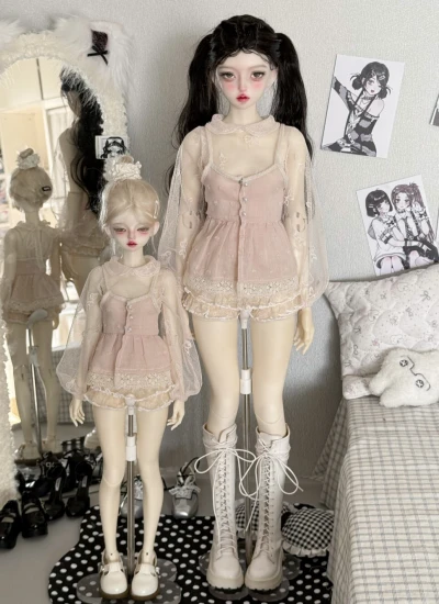 BJD Clothes 2-in-1 Reversible Peter Pan Collar Layered Culotte Set for 1/4 1/3 Ball-jointed Doll