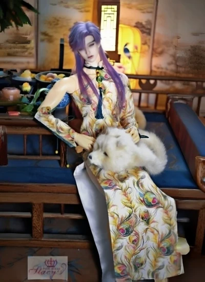 BJD Clothes [Phoenix Feather] Cheongsam Top Set for 1/4 1/3 70cm 75cm Size Ball Jointed Doll