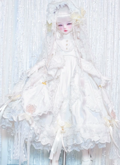 Mang Guomao BJD Clothes [Whispers of Wind’s Tidings] White Dress for 1/4 YOSD Ball-jointed Doll
