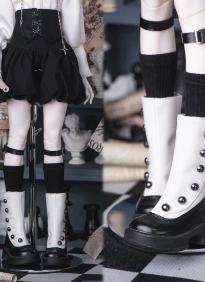 BJD Shoes Round-toe Platform Paneled Boots 028 for 1/4 Size Ball-jointed Doll