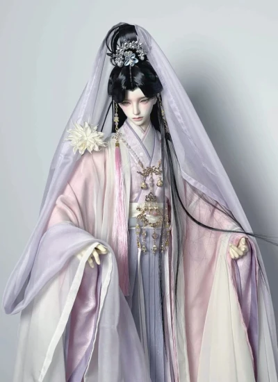 You Yuan Meng BJD Clothes [Violet Begonia Spring] Ancient Style Dress Set for 70cm 75cm 77cm Size Ball-jointed Doll