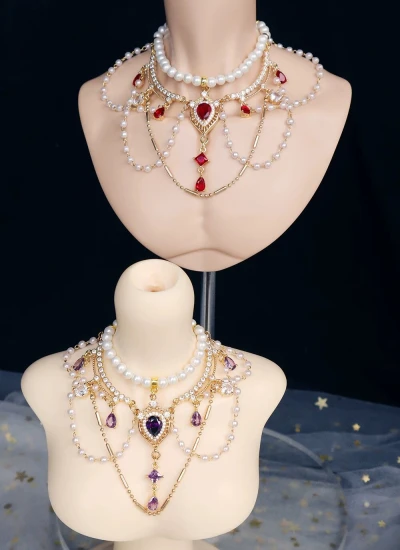 Mococos BJD Accessory Pearl Zircon Necklace for 1/3 ID75 Ball-jointed Doll