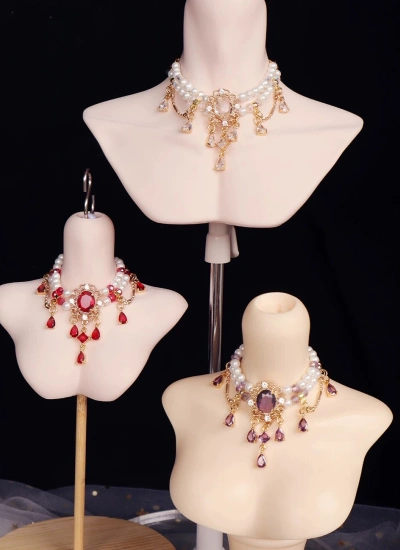 Mococos BJD Accessory Pearl Zircon Necklace for 1/3 ID75 Ball-jointed Doll