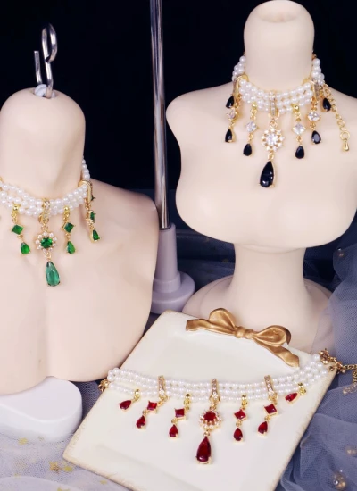 Mococos BJD Accessory Pearl Zircon Necklace for 1/3 ID75 Ball-jointed Doll
