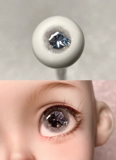 ドール用アイ レジンアイ「天青」ホワイト キラキラ 石膏+樹脂アイ 10mm/12mm/14mm/16mm/18mmサイズ人形用 BJD