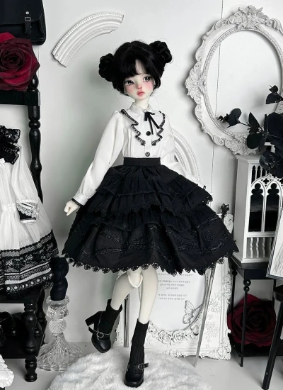 BJD Clothes [Night Rose] Lolita Lace Skirt Shirt for 1/4 large 1/4 1/3 Size Ball-jointed Doll
