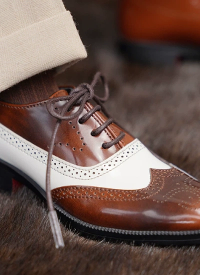 BJD Shoes White and Brown Leather Shoes for ID75 Size Ball-jointed Doll