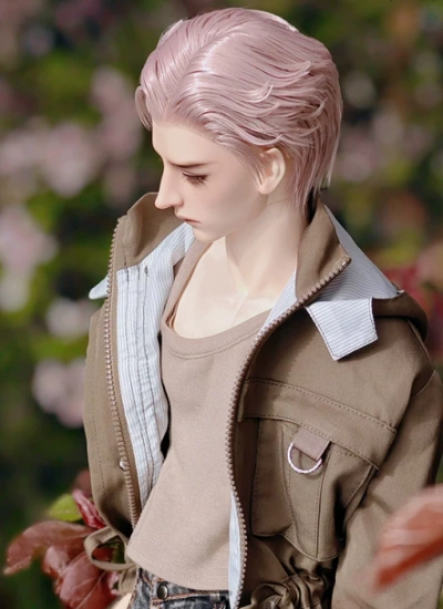 BJD Male Pink Style Wig High Temperature Soft Short Hair for SD Size Ball-jointed Doll
