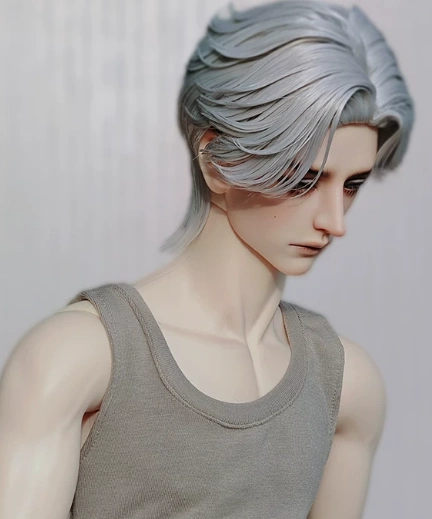 BJD Male Silver Gray Wolf Cut Style Wig High Temperature Soft Short Hair for SD Size Ball-jointed Doll