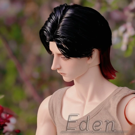 BJD Male Black Red Wolf Cut Style Wig High Temperature Soft Short Hair for SD Size Ball-jointed Doll