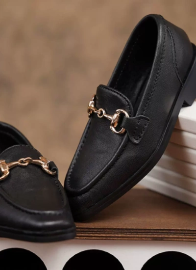 BJD Shoes Black Buckled British Style Loafers Shoes for ID75 Size Ball-jointed Doll