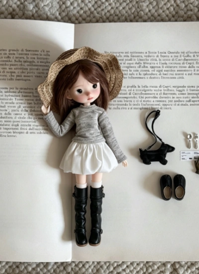 Chong Sheng BJD Grey Long Sleeve+Bud Skirt for OB24 Size Ball-jointed Doll