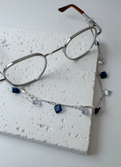BJD Berlin Blue Square Zircon Silver Metal Frame Decorative Glasses for ball-jointed doll