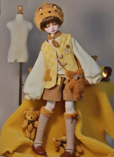 BJD Clothes Yellow Top Shorts Set for 1/6 1/5 1/4 Ball-jointed Doll