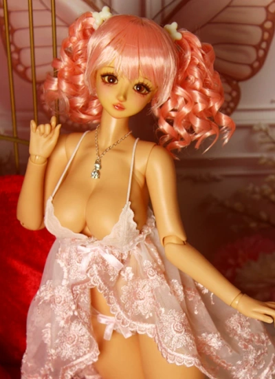 BJD Clothes Pink Lace Nightgown Set for MSD/SD Size Ball-jointed Doll