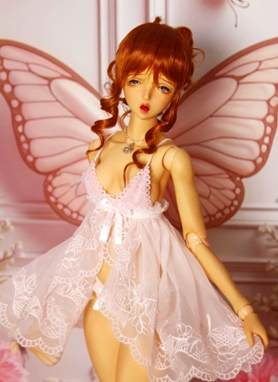 BJD Clothes Light Pink Lace Nightgown Set for MSD/SD Size Ball-jointed Doll