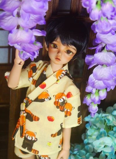 BJD Clothes Japanese Kawaii Tanuki Raccoon Loungewear Pajama Set for Set for YOSD/MSD Size Ball-jointed Doll