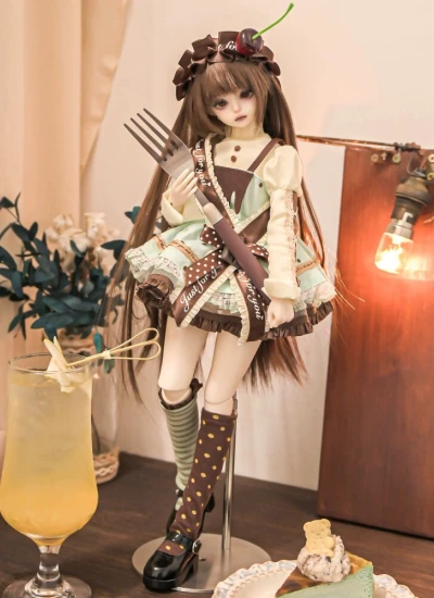 Da Fu BJD Clothes [Mint Chocolate] Dress Set for 1/4 Size Ball-jointed Doll