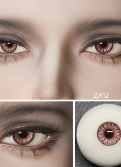 ドール用アイ 樹脂＋石膏アイ ピンク【ZA12】8mm/10mm/12mm/14mm/16mm/18mm BJD用