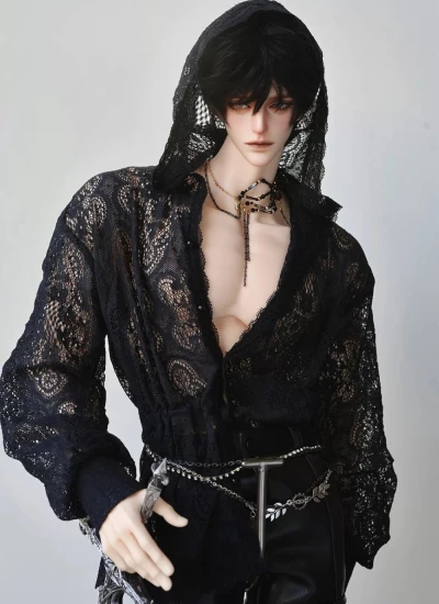 Nine BJD Clothes Lace V-neck Hoodie Shirt for 75cm 77cm Size Ball Jointed Doll