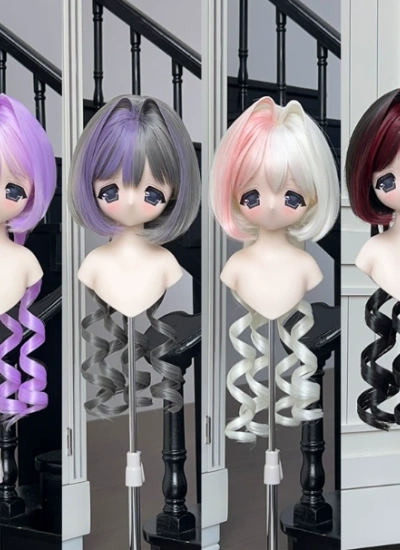 ドール用ウィッグ パープル グレー ホワイト ブラック 高温糸 SDサイズ人形用 BJD用