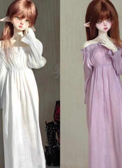 BJD Clothes Off-the-shoulder Flowing Dress for 1/6 1/4 70cm 75cm Size Ball Jointed Doll