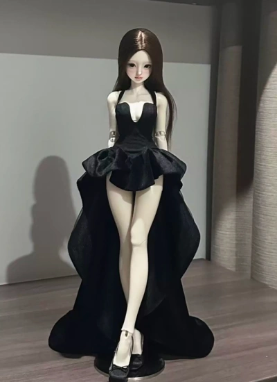 YEEVENTIDUE BJD Clothes Black Velvet Halter Gown for Large MSD Size Ball Jointed Doll