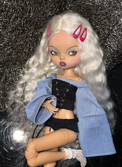 YEEVENTIDUE BJD Clothes Hot Girl Striped Three-Piece Set for OB24 Size Ball Jointed Doll