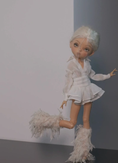 YEEVENTIDUE BJD Clothes White Shirt Dress With Faux Fur Leg Warmers for OB24 Size Ball Jointed Doll
