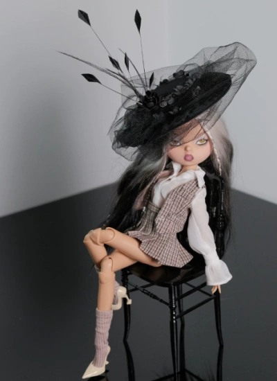 YEEVENTIDUE BJD Clothes Plaid Vest Four-Piece Set for OB24 Size Ball Jointed Doll
