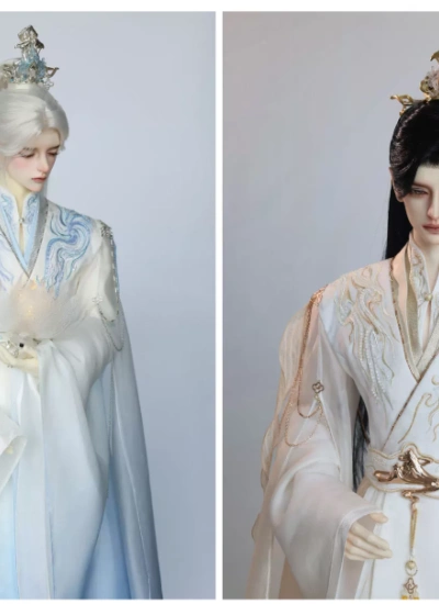 BJD Clothes Moon Blue & White Tea Fairy Style Ancient Costume Fit for YC77/Longsoul 77/ID75 Size Ball-jointed Doll