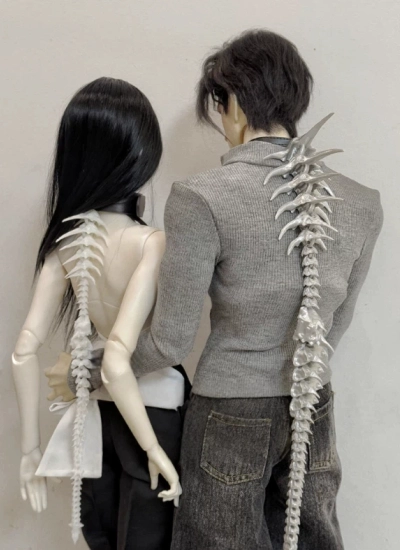 ドール用アクセサリー 背飾り 脊椎ネックレス 脊椎チョーカー ブラック ホワイト シルバー 75サイズ用 bjd用
