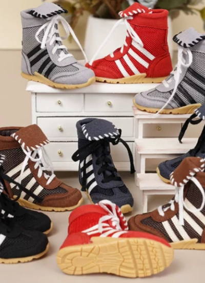 BJD Shoes Mesh Lace-Up High Top Trainer Shoes for MSD Size Ball-jointed Doll