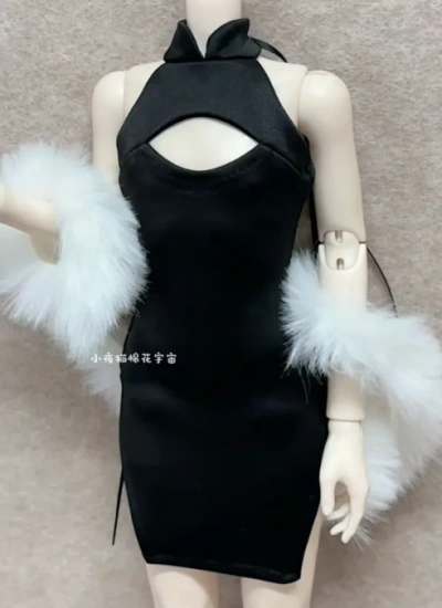 XYM BJD Black Cheongsam Set for MSD Size Ball-jointed Doll