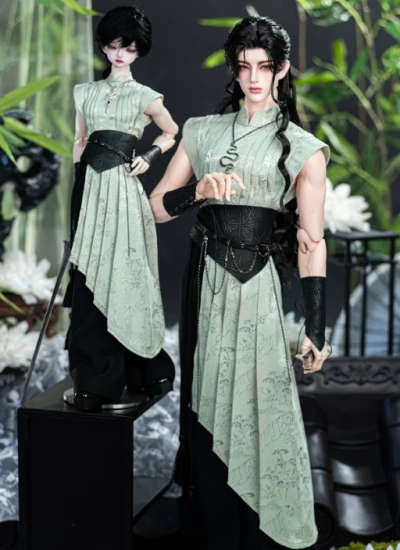 BJD Clothes【Qing Yan】New Chinese Martial Style Hanfu Doll Outfit Set for Large MSD/ID75 Size Ball-jointed Doll